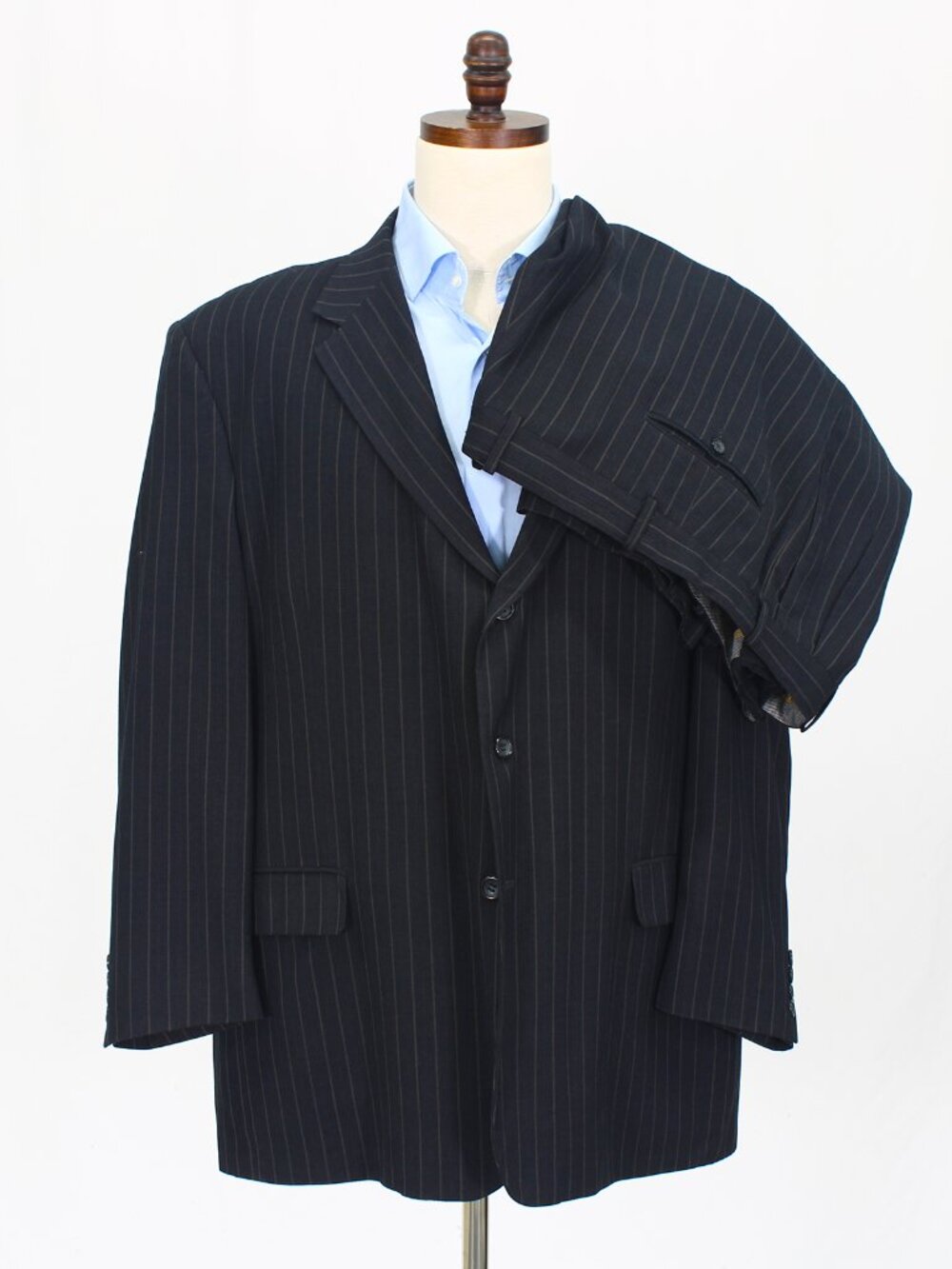 Luca Rossi 50R 44x30 Gray Full Suit 3-Button Stripe R902
